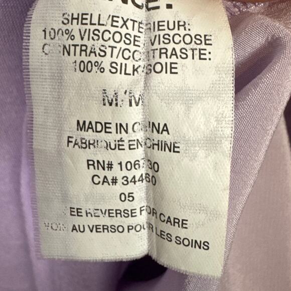 Vince Women's Contrast Top Silk Viscose Lilac Long Sleeve Size M (Flaw) Timeless - Picture 7 of 9
